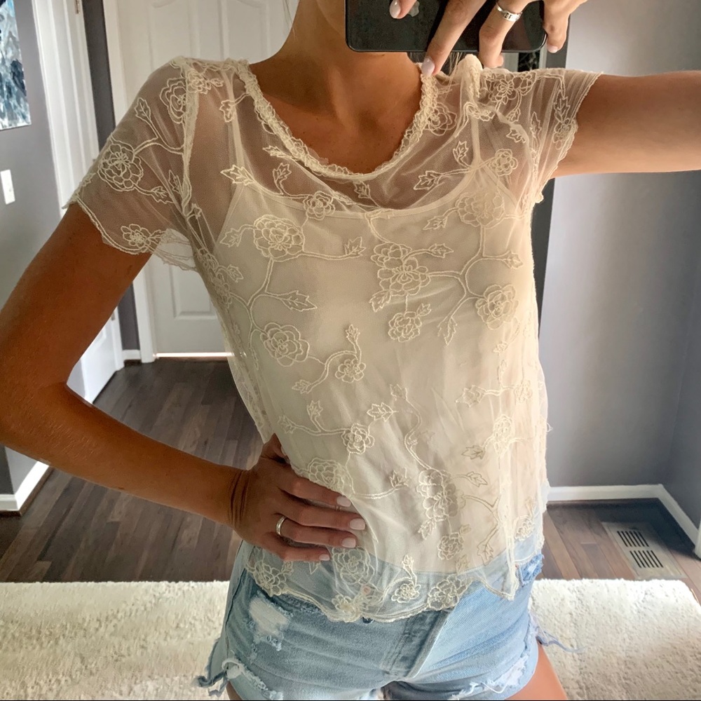 Nordstrom Hinge Sheer Lace Top